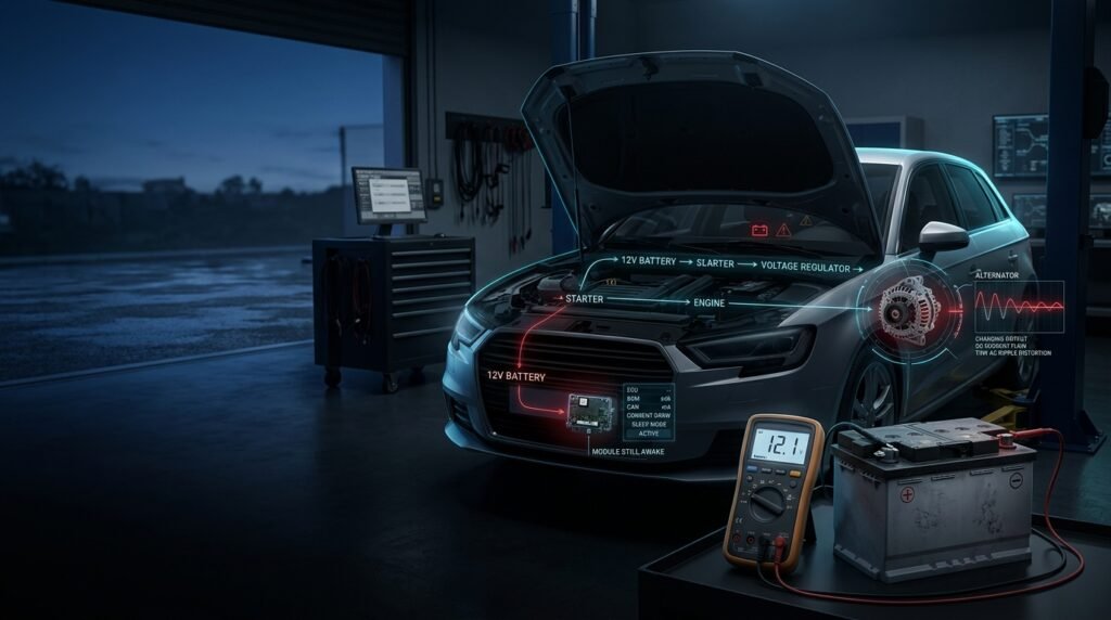 car battery diagnostic in workshop 202608240605